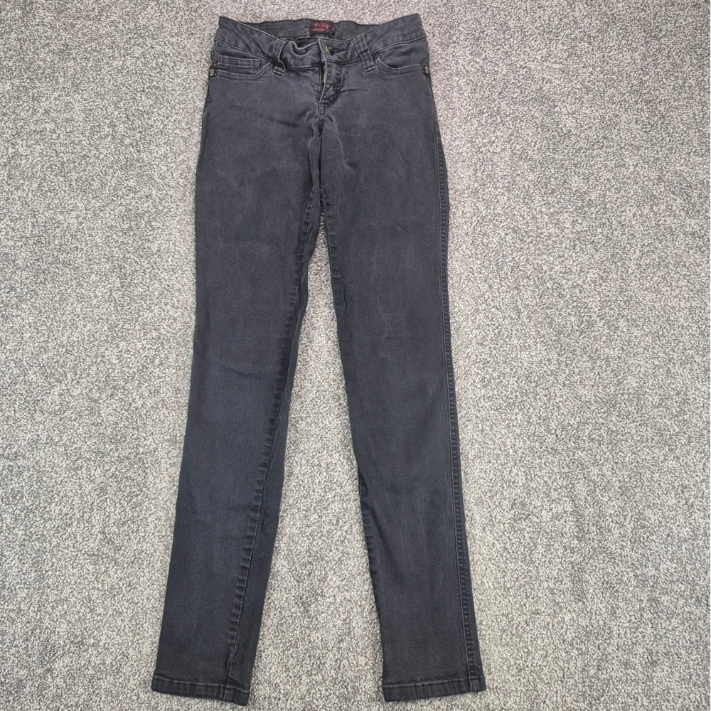 Tripp NYC Jeans Womens 0 Black Low Rise Skinny Skull Studs Low Rise Goth Punk